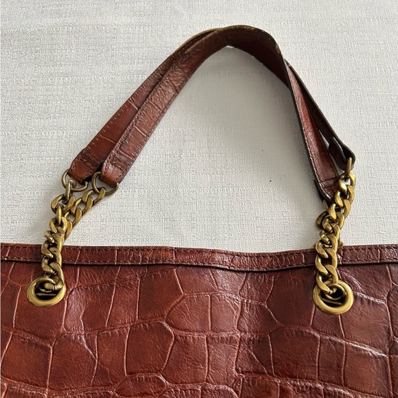 Vintage Fossil Mimi Shopper Crocodile Print Cowhide Leather Tote - Picture 10 of 11